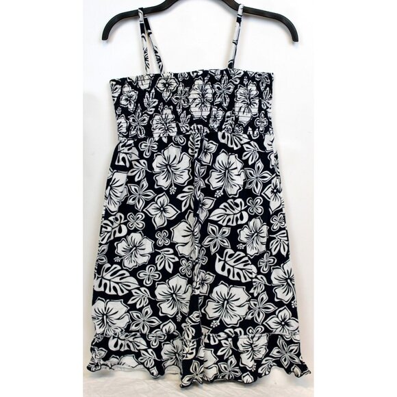 NEW Y2K Limited Too Black Hawaiian Floral Summer Dress Shirred Beach Swim Cover - Picture 1 of 6
